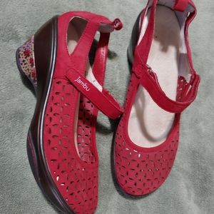 Jambu heeled leather sandals - red